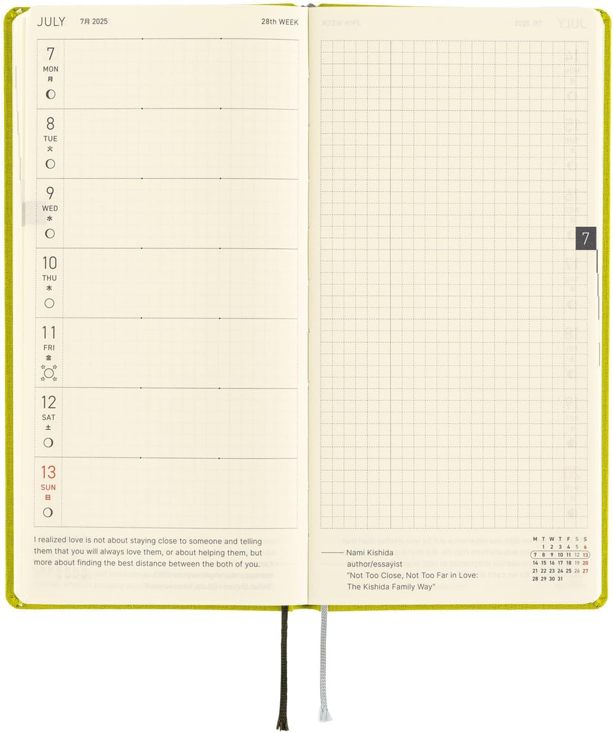 HOBONICHI TECHO 2025 WEEKS MEGA : PISTACHIO